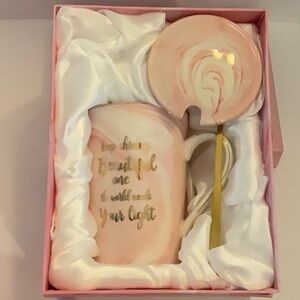 Pink Mug Spoon Gift Keep Shining Beautiful One The World Needs Your Light New